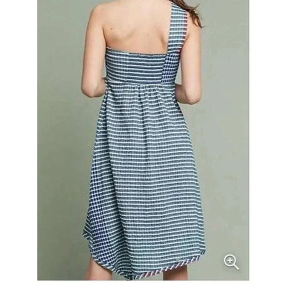 Anthropologie/ Maeve One Shoulder Gingham Dress - Picture 2 of 4